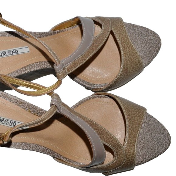 DUMOND NEW SZ 8 M BROWN TAUPE GENUINE LEATHER SANDALS STILETTO HEELS STRAPPY - Picture 5 of 8